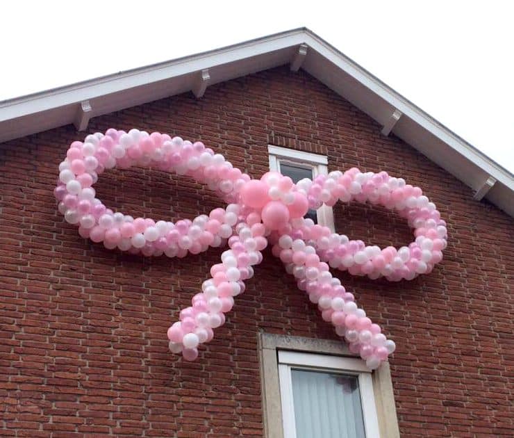 Ballonnen, Strik, Gevel, groot, meisje, geboorte, roze